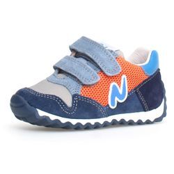 Sneaker NATURINO "SAMMY 2 VL" Gr. 28, bunt (orange, navy multi), Kinder, Veloursleder, Textil, Lederimitat, colorblocking, Schuhe, Freizeitschuh, Klettschuh, Sportschuh mit herausnehmbarer Innensohle