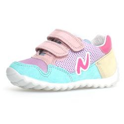 Sneaker NATURINO "SAMMY 2 VL" Gr. 26, lila (capri lila multi), Kinder, Veloursleder, Textil, Lederimitat, colorblocking, Schuhe, Freizeitschuh, Klettschuh, Sportschuh mit herausnehmbarer Innensohle