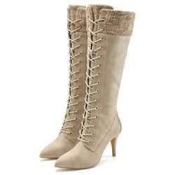 LASCANA Stiefel 'Stiefelette, Langer Stiefel' beige Gr. 36 für Damen