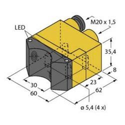 Turck Induktiver Sensor nicht bündig PNP, Schließer NI4-DSU35TC-2AP4X2