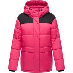 Anorak RAGWEAR "Wikesh" Gr. 4XL (48), pink (fuchsia), Damen, Obermaterial 1: 100% Nylon, Obermaterial 2: 100% Polyester, Innenfutter: 100% Polyester, Wattierung: 100% Polyester, Jacken, stylische Winter Steppjacke mit Colourblocking