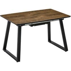 Esstisch Ausziehbar Küchentisch für 4-6 Personen, Rechteckiger Esszimmertisch für Küche, Esszimmer, Stahl, 120/160 x 80 x 76 cm, Braun - Homcom