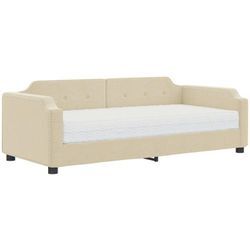 Tagesbett mit Matratze Creme 80x200 cm Stoff Vidaxl