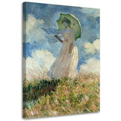 Gemälde auf Leinwand, Frau mit nach links gedrehtem Regenschirm – Reproduktion von C. Monet – 80 x 120