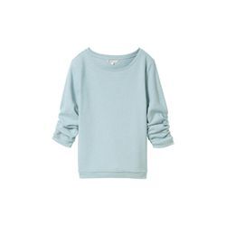 TOM TAILOR DENIM Damen Sweatshirt mit 3/4 Arm, grün, Uni, Gr. L