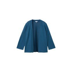 TOM TAILOR Damen Strickjacke mit 3/4-Arm, blau, Uni, Gr. M