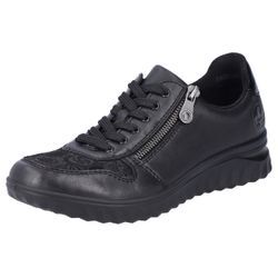 Sneaker RIEKER Gr. 37, schwarz, Damen, Leder, Lederimitat, Schuhe, Freizeitschuh, Halbschuh, Schnürschuh mit loser Soft-Einlage