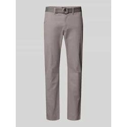 Slim Fit Stoffhose mit Gürtel