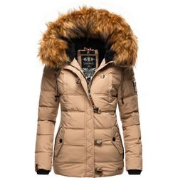 Winterjacke NAVAHOO "Zoja" Gr. S (36), grau (taupe) Damen Jacken stylische Steppjacke mit Kunstpelz Kapuze