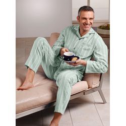 Schlafanzug COMTE Gr. 52/54, grün (grün, gestreift), Herren, 100% Baumwolle, Homewear-Sets