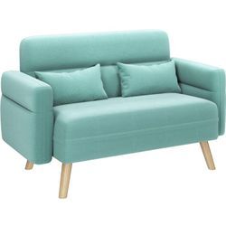 Yaheetech 2 Sitzer Sofa Club Sofa Kleines gepolstertes Sofa mit 2 Lendenkissen Moderne Sitzgelegenheiten Loveseat Sitzfläche 96 × 51 cm für kleine