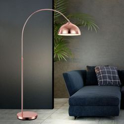 Led Bogen Steh Lampe Stand Leuchte Kupfer-Farbe Beleuchtung Fußtrittschalter Höhenverstellbar Wohn- Schlaf- Ess- Zimmer