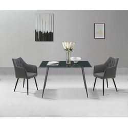 Esstisch HOME AFFAIRE "Turah, TOPSELLER", schwarz (schwarz, schwarz, schwarz glas), B:120cm H:76cm T:70cm, Tische, mit Glasplatte in Holzoptik, zeitloses Design, pflegeleicht