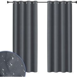 Swanew - 2er-Set Outdoor Vorhang mit Ösen Gardinen Verdunkelungsvorhang Blickdicht Garten Patio Balkon Dunkelgrau 254 x 213cm