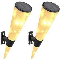 2er-Pack Solar-Wandleuchte für den Außenbereich, Dekoration für den Außenbereich, Solarlampe, Gartenleuchte, Terrasse, warmweißes Licht,