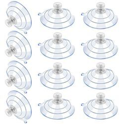 Aougo - 12 große Saugnäpfe, Kunststoff-Saugnäpfe, transparenter Antikollisions-Saugnapf, Gummi-Schraubenmutter, Metall-Saugnapf, starker