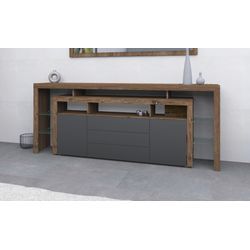 Sideboard BORCHARDT MÖBEL "Rosario", vintage, graphit matt, B:220cm H:88cm T:35cm, Sideboards, Breite 220 cm