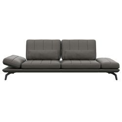 3-Sitzer FLEXLUX "Tropea Funktionssofa, Designsofa, Relaxfunktion, TV-Couch" Sofas Gr. B/H/T: 252cm x 90cm x 145cm, Echtleder, grau (warm mineral grey) mit Armteilverstellung sowie Sitztiefenverstellung, Breite 252 cm