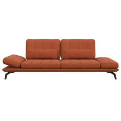 3-Sitzer FLEXLUX "Tropea Funktionssofa, Designsofa, Relaxfunktion, TV-Couch", orange (burned orange), B:252cm H:90cm T:145cm, Sofas, mit Armteilverstellung sowie Sitztiefenverstellung, Breite 252 cm