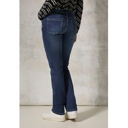 Slim-fit-Jeans CECIL Gr. 30, Länge 32, blau (dunkelblau random wash), Damen, Jeans, 78% Baumwolle, 20% Polyester, 2% Elasthan , unifarben, Jeans, High Waist