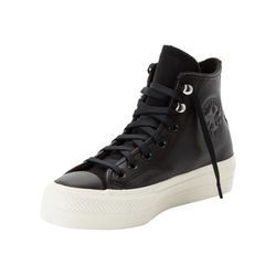 Sneaker CONVERSE "CHUCK TAYLOR ALL STAR LIFT PLATFORM WATER REPELLENT LEATHER" Gr. 36, black/black/egret Schuhe