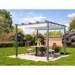 PRIMEYARD 3x3m Pergola in Perlgrau; mit Sonnensegel in Stone - (400100)