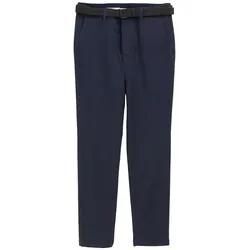 TOM TAILOR Herren Travis Slim Chino mit Gürtel, blau, Uni, Gr. 38/32