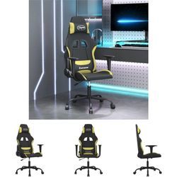 Gaming-Stuhl mit Massagefunktion Schwarz und Hellgrün Stoff - Gaming-Sessel - Grün - The Living Store