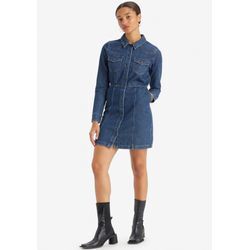 Jeanskleid LEVI'S "FLYNN WESTERN CORE DRES" Gr. L (40), N-Gr, blau (dunkelblau), Damen, Denim/Jeans, Obermaterial: 100% Baumwolle, Kleider