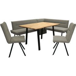 Eckbankgruppe HOME AFFAIRE "Sava", braun (hellbraun, hellbraun neve 16, schwarz), B:211cm H:84cm T:170cm, 100% PES, Sitzmöbel-Sets, Eckbank mit Wellenfederung im Sitz, Tisch Massiv Eiche