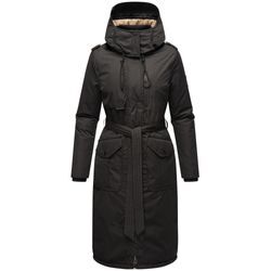 Wintermantel NAVAHOO "Hokulanii", Damen, Gr. L (40), schwarz, Obermaterial: 100% Polyester, Futter: 100% Polyester, Wattierung: 100% Polyester, Ärmelfutter: 100% Polyester, casual, figurumspielend knielang, Langarm mit Knöpfen,verstellbar Rippbündchen mit Druckknöpfen,verstellbar, Mäntel, Langer Winter Damenmantel mit Taillengürtel