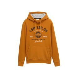 TOM TAILOR Herren Hoodie Sweatshirt mit Logo-Print, braun, Logo Print, Gr. XXL