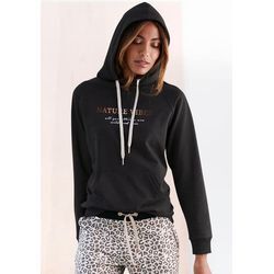 LASCANA Hoodie schwarz Gr. 32/34 für Damen. Mit Schriftzug, Print, Bindebänder. Bequem. Nachhaltig.