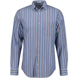 Langarmhemd GANT "REG POPLIN STRIPE SHIRT" Gr. 4XL, N-Gr, blau (vintage blau) Herren Hemden