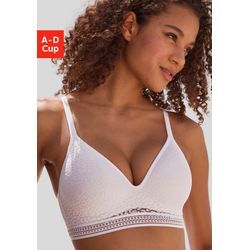 Bralette-BH LASCANA Gr. 70, Cup D, weiß, Damen, Obermaterial: 36% Polyamid, 29% Polyester, 27% Baumwolle, 8% Elasthan, BHs, ohne Bügel mit eingearbeitetem Push-up Kissen, Dessous