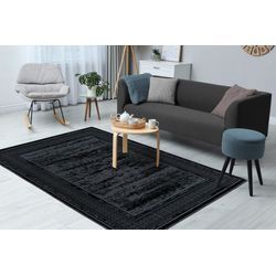 Teppich KAYOOM "Kalea 325", schwarz, B:160cm H:8mm L:230cm, Polyester, Teppiche, Flachgewebeteppich mit Relief-Design, Used-Look, moderne Farben