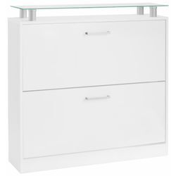 Schuhschrank BORCHARDT MÖBEL "Finn", weiß (weiß matt), B:89cm H:90cm T:23cm, Holzwerkstoff, Schränke, Breite 89 cm, mit Glasablage