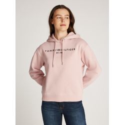 Kapuzensweatshirt TOMMY HILFIGER "MDRN REG CORP LOGO HOODIE", Damen, Gr. L (40), foggy pink, Sweatware, Obermaterial: 63% Baumwolle, 37% Polyester, unifarben, casual, regular fit hüftlang, Sweatshirts, mit gesticktem Logo-Schriftzug