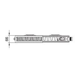 Kermi Plan-V therm-x2 Flachheizkörper glatt Typ 12 Weiß 505x66x405mm Ventil rechts mit Abdeckung 386W bei 75/65/20 Grad C PTV120500401R1K