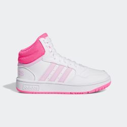 Sneaker ADIDAS SPORTSWEAR "HOOPS MID 3.0 K", Gr. 37, pink (cloud weiß, orchid fusion, lucid pink), Textil, Synthetik, sportlich, Schuhe