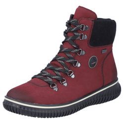 Winterboots RIEKER, Damen, Gr. 38, rot (bordeaux, schwarz), Lederimitat, Textil, sportlich, Schuhe, Schnürboots, Stiefelette, TEX-Membran, mit gepolstertem Schaftrand