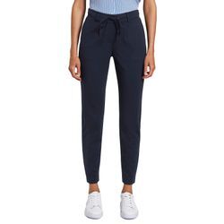 Jogger Pants TOM TAILOR, Damen, Gr. 42, Länge 32, blau (marine), Jersey, Obermaterial: 60% Viskose, 34% Polyamid, 6% Elasthan, unifarben, modisch, lässig geschnitten lang, Hosen, mit Bundfalten