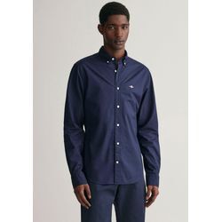 Langarmhemd GANT "Slim Fit Popeline Hemd leichte Baumwolle strapazierfähig pflegeleicht" Gr. XXXL, N-Gr, blau (marine) Herren, Hemden mit klassischer Logostickerei auf der Brust