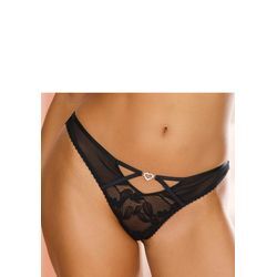 String LASCANA "Dalia", Damen, Gr. 32/34, schwarz, Microtouch, Spitze, Obermaterial: 87% Polyamid, 13% Elasthan, figurbetont, Unterhosen, mit feinen Strasssteinchen und Spitze