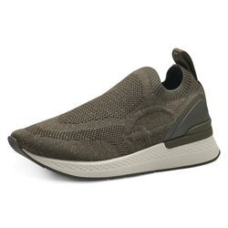 Slip-On Sneaker TAMARIS Gr. 39, grün (khaki) Damen Schuhe mit geprägtem T-Logo