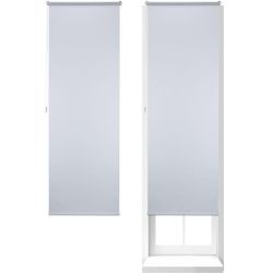 Relaxdays - 2 x Thermo Verdunklungsrollo, Hitzeschutz, Fenster Seitenzugrollo, Klemmfix ohne bohren, 70x210, Stoff 66 cm, weiß