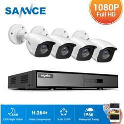 Sannce - Système de sécurité vidéo pour la maison 720P avec dvr 1080N 4 canaux avec 4 caméras Style c – Sans disque dur