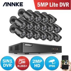 Sannce - annke Sistema de cámara de seguridad cctv de 16 canales 5MP 5 en 1 dvr con cámaras hd de 1080P resistentes a la intemperie para interiores y