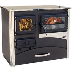 Eek a Kaminofen mit Backfach und Herdplatte mit Glaskeramik ABC Concept 2 Air Links Holzofen 11,6 kW Kamin Ofen Holz Werkstattofen Schwedenofen