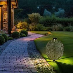 Solarlampe orientalische Dekoleuchte Gartenlampe Lebensblume Solar Solarleuchte Metall für Außen, Metall, Erdspieß, 1x led warmweiß, LxBxH 40x40x51 cm